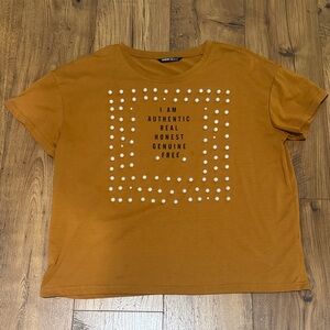 SHEIN Brown Graphic Short Sleeve Tee